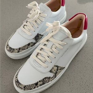 Cole Haan White and Pink Sneakers with Snakeskin Detail